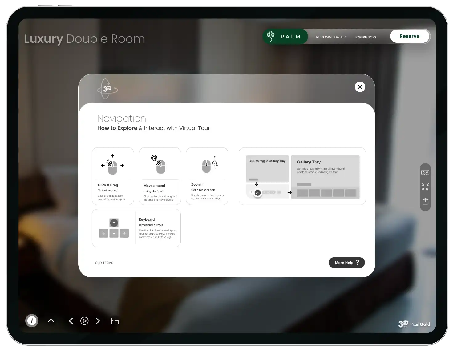 PixelGold's 3D Virtual Tour slide NAVIGATION